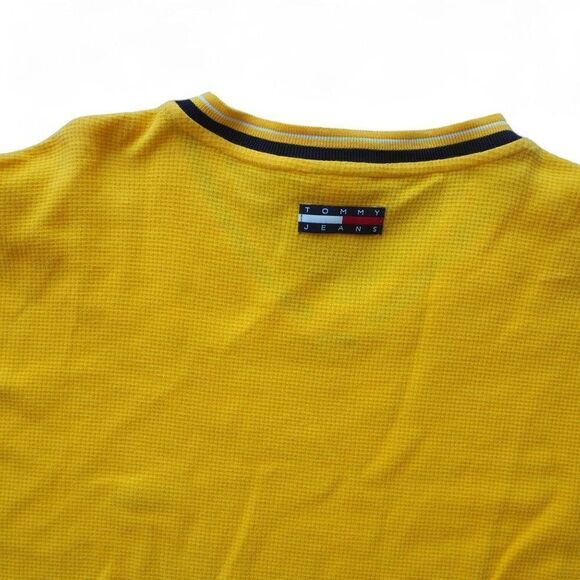 Tommy Hilfiger Vintage 2002 Waffle V-Neck Short Sleeve Shirt Yellow Men's XL - Picture 7 of 7